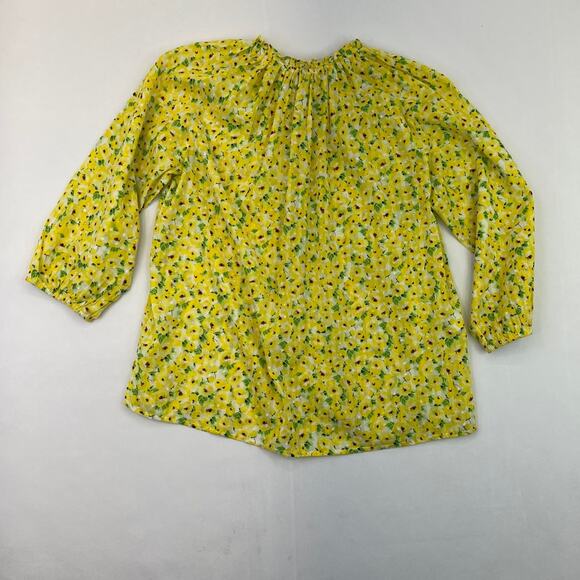 NWOT Loft Yellow Floral Cotton Peasant top Women's size Medium Petite - Picture 7 of 9